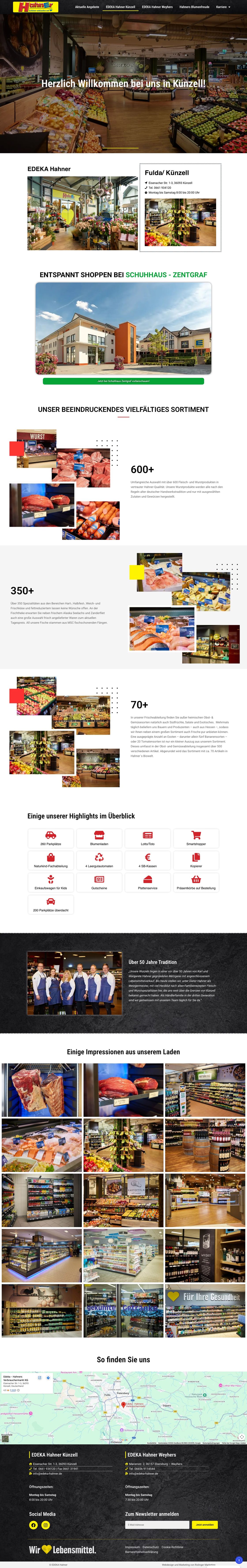 Vollständige Website von EDEKA Hahner