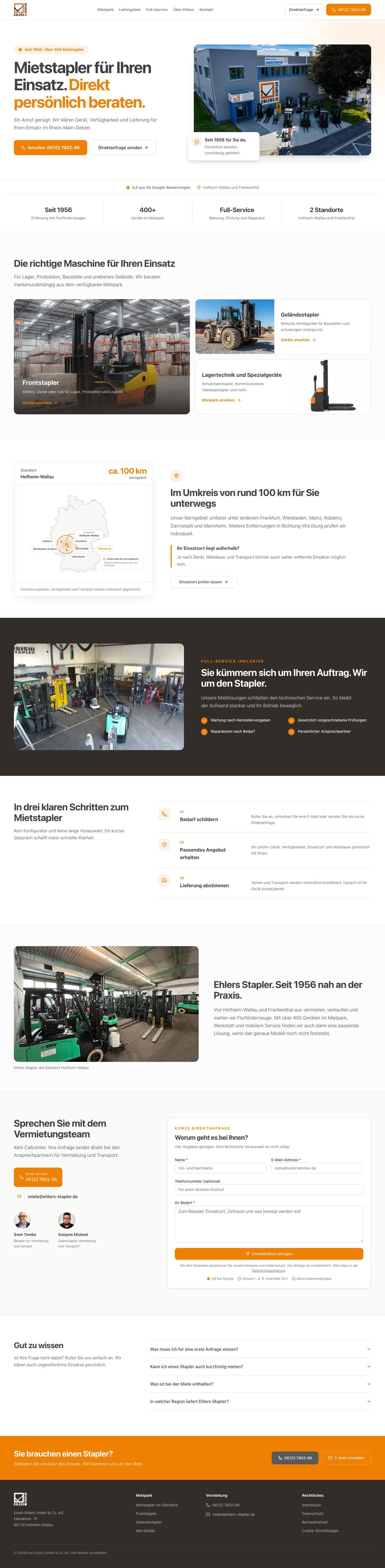 Vollständige Website von Ehlers Stapler