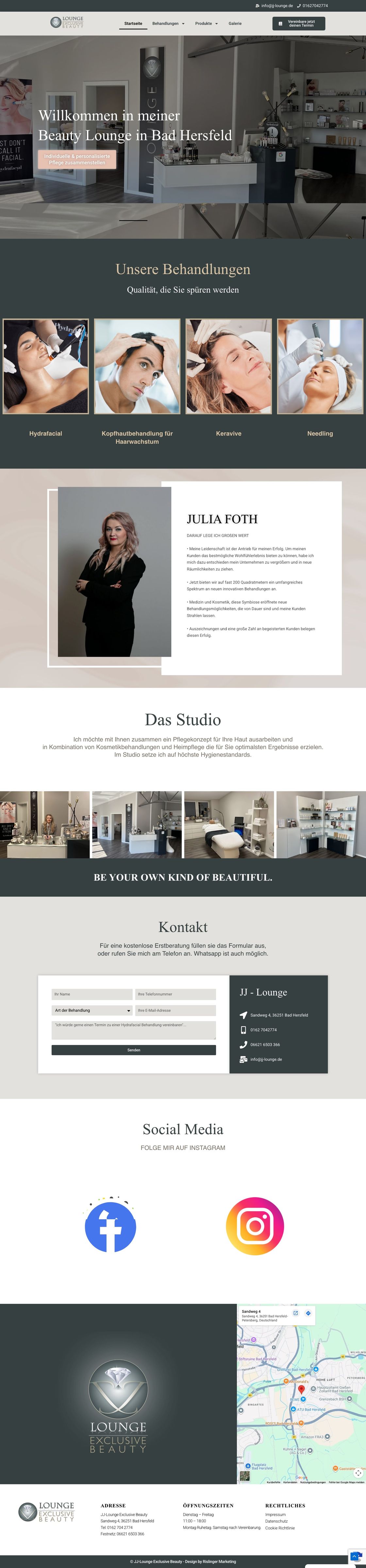Vollständige Website von JJ Lounge