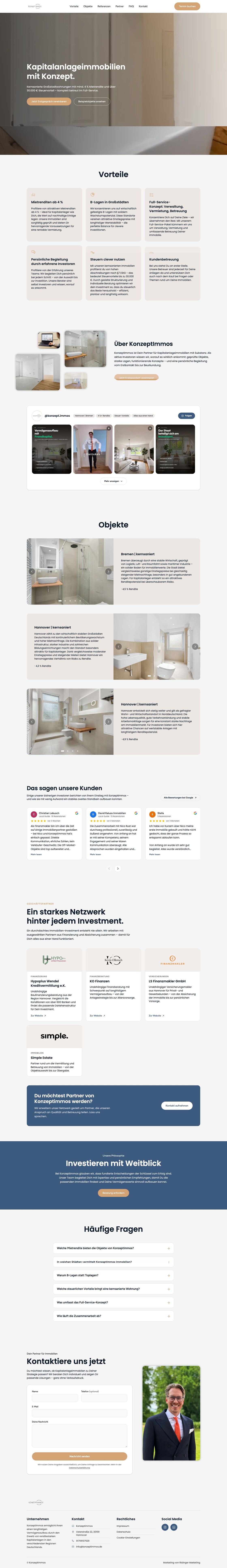 Vollständige Website von Konzeptimmos
