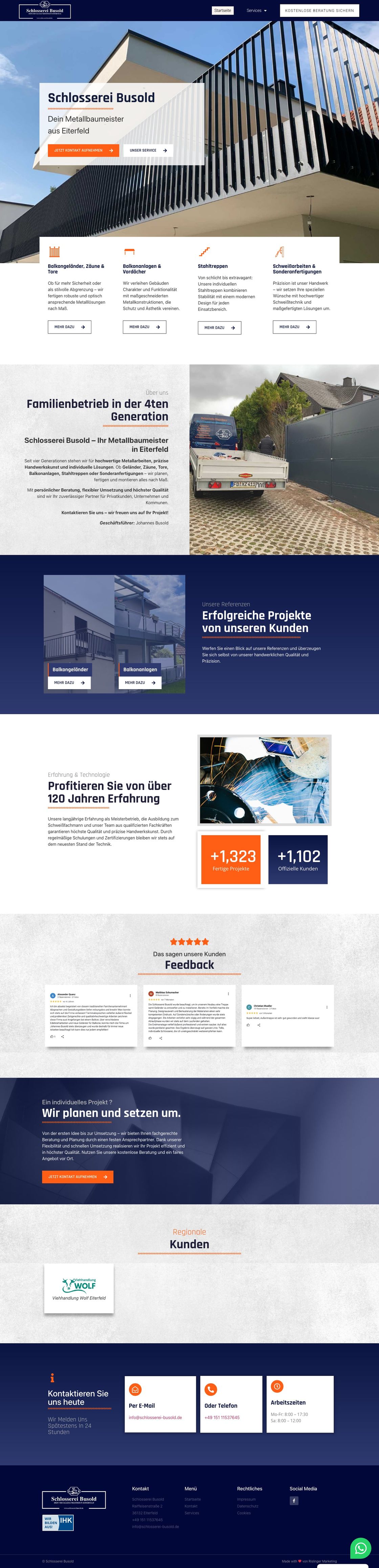 Vollständige Website von Schlosserei Busold