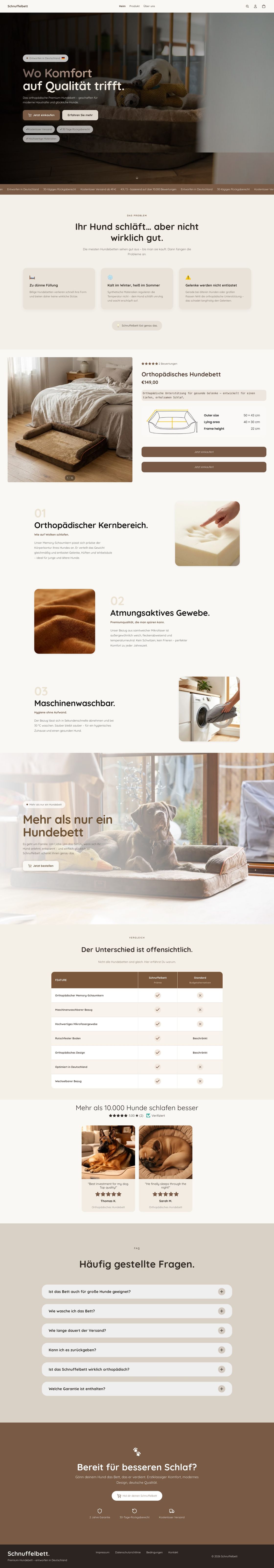 Vollständige Website von Schnuffelbett