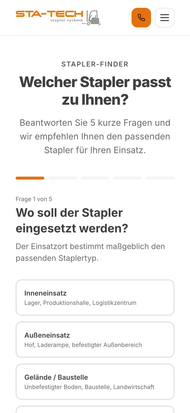 Stapler-Finder von STA-TECH auf dem Smartphone: Welcher Stapler passt zu Ihnen?