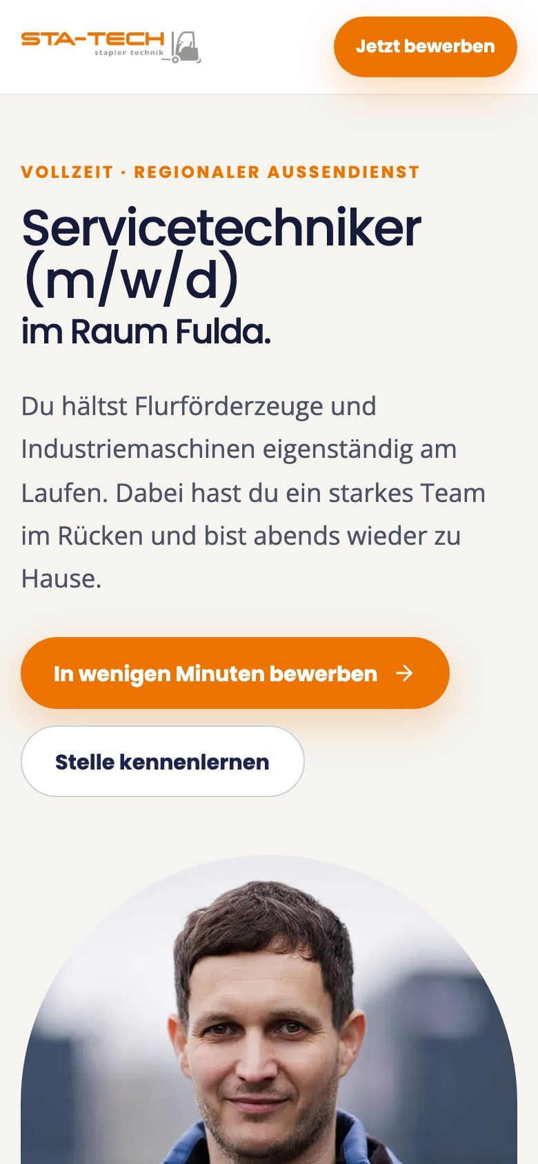 Stellenseite Servicetechniker im Raum Fulda auf dem Smartphone