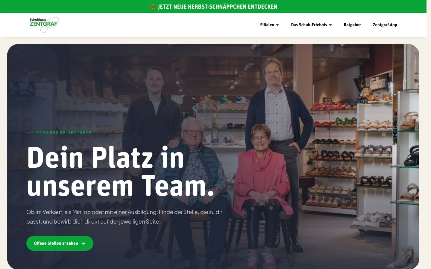 Jobseite von Schuhhaus Zentgraf: Dein Platz in unserem Team