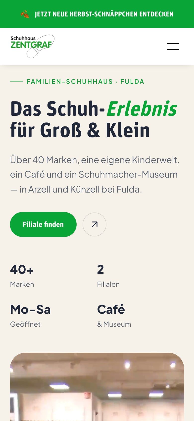 Startseite von Schuhhaus Zentgraf auf dem Smartphone